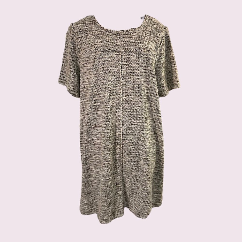 LOFT | Black and White Tweed Short Sleeved Shift Dress